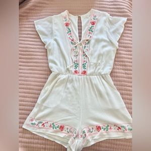 Copper Key Floral Linen Romper